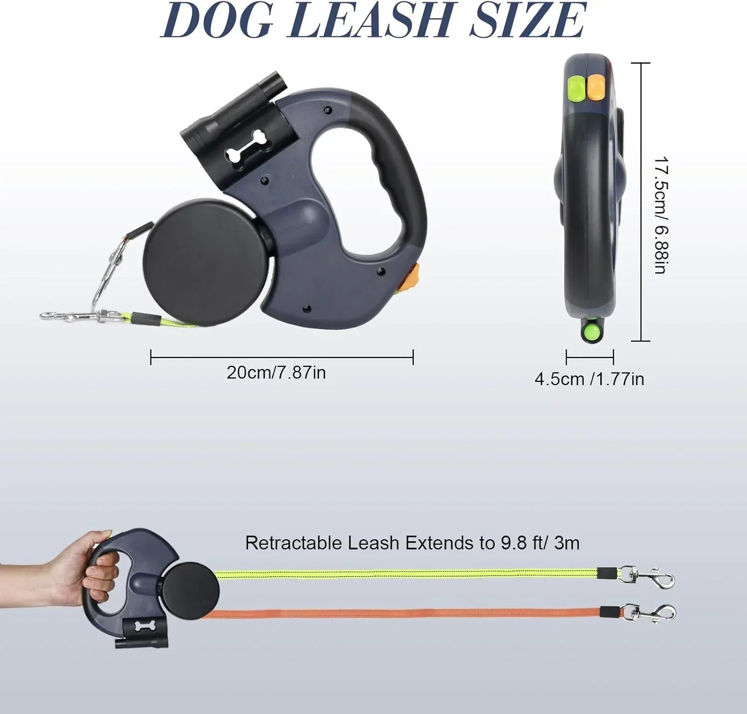 Dual Pet Leash – Retractable Reflective 360° Swivel Lead